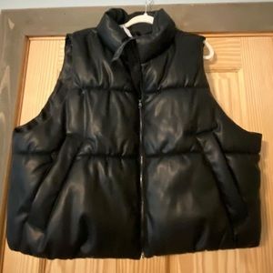 Vegan Leather Puffer Vest